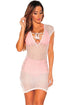 Sexy White V Neck Lace up Cover up Dress